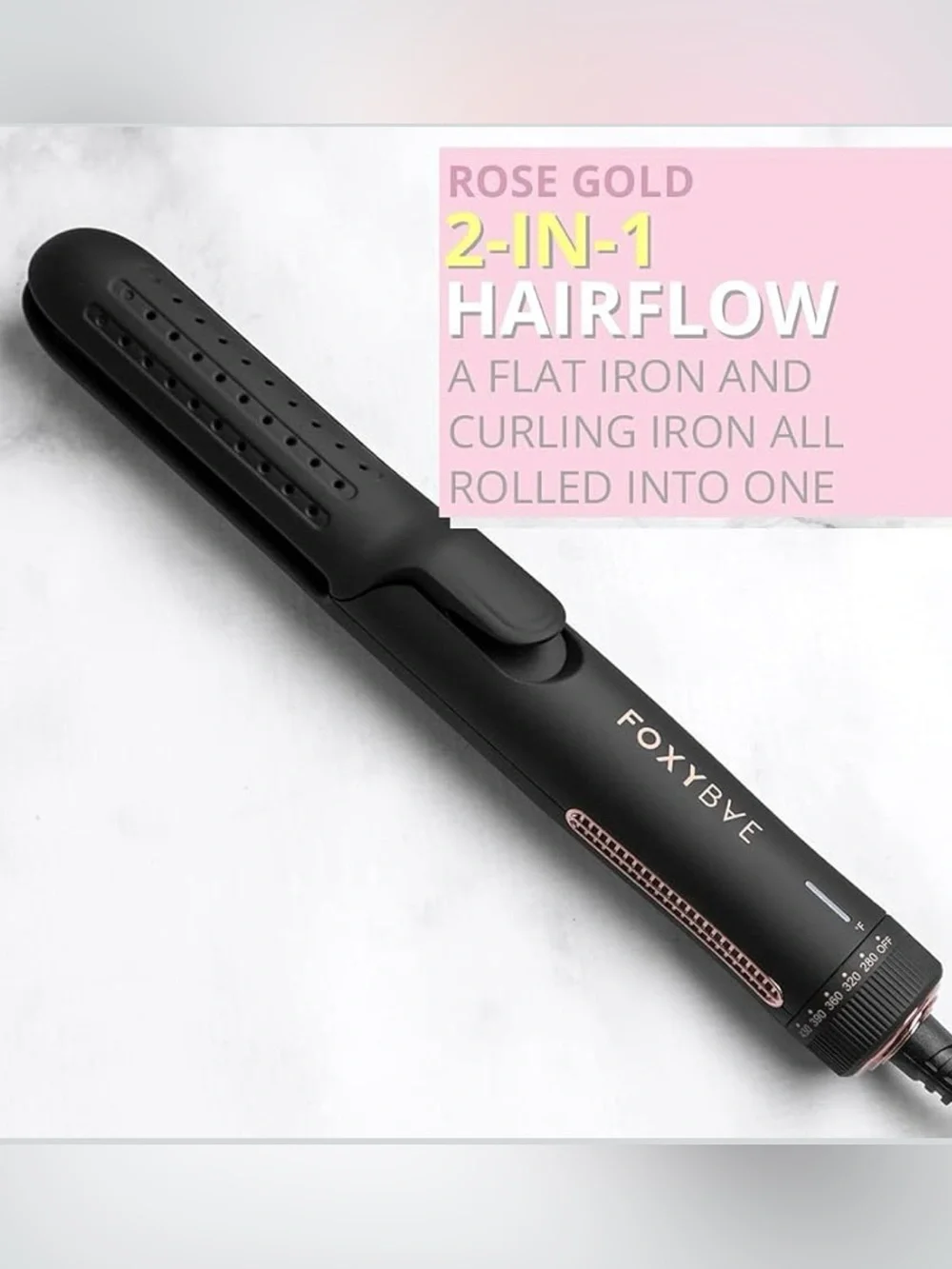 FoxyBae 2-In-1 AirFlow Flat Iron / curling Styler New in Box